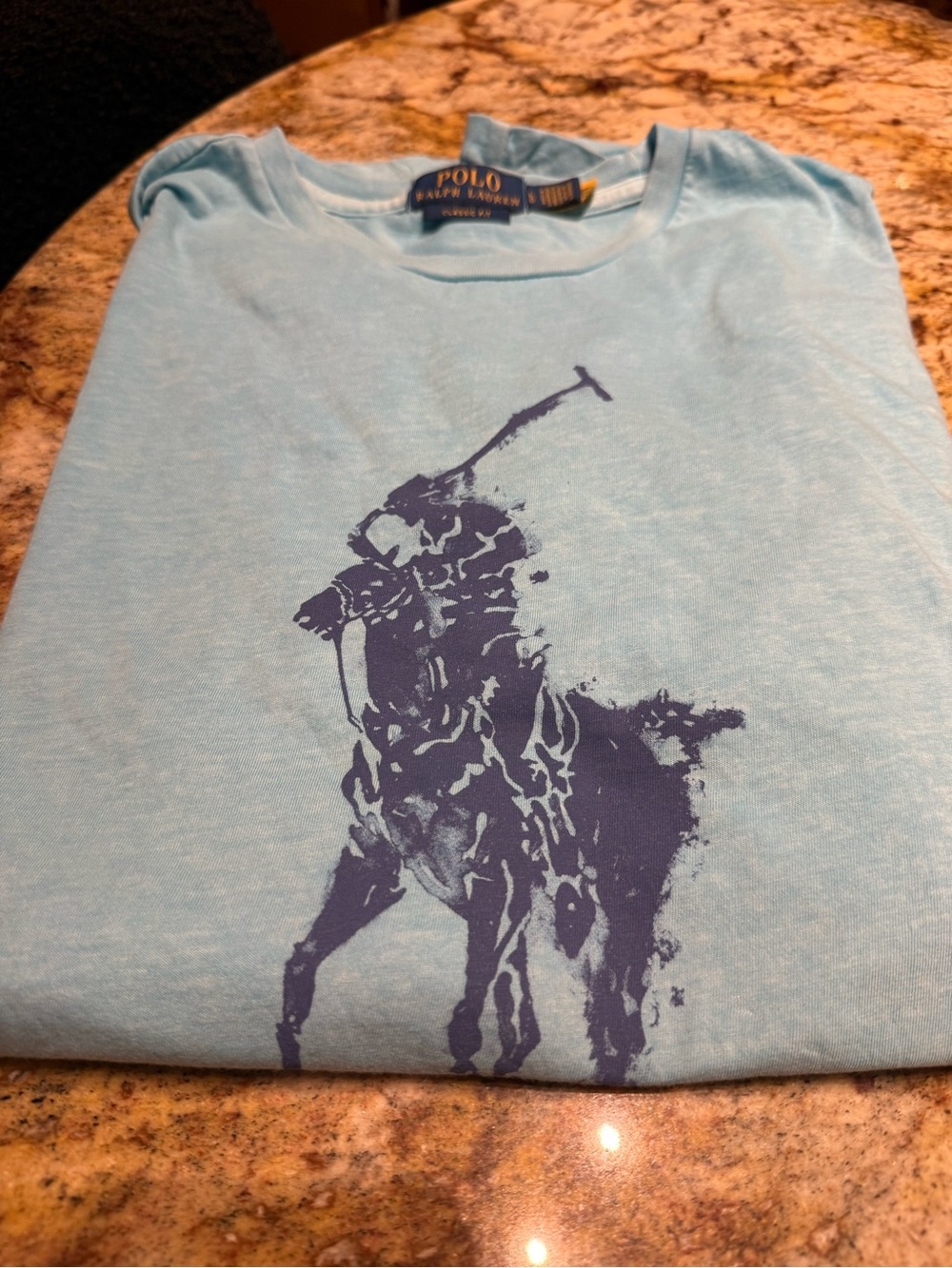 Ralph Lauren Aqua/Blue Tee with Navy Polo Player Graphic